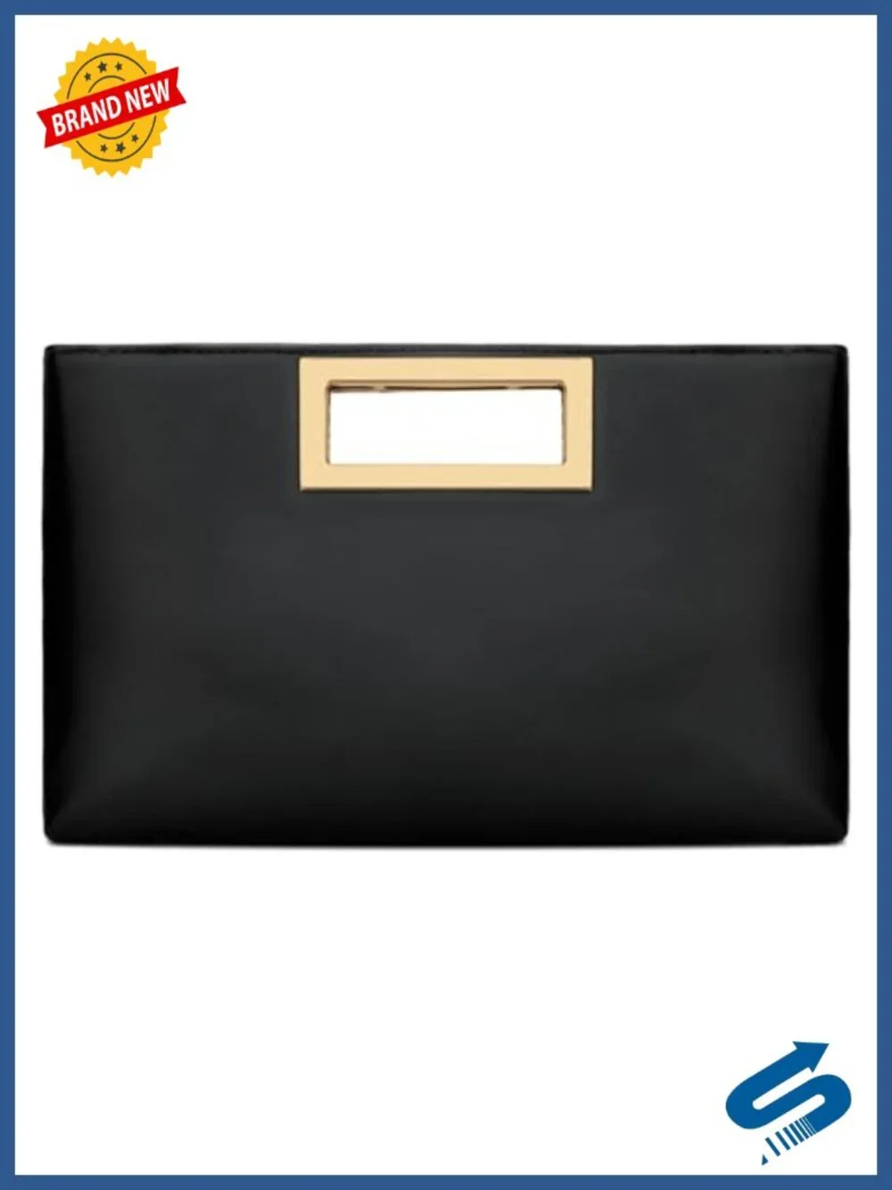 Vegan Faux Leather Clutch Purse Formal Evening Bag with Chain Strap